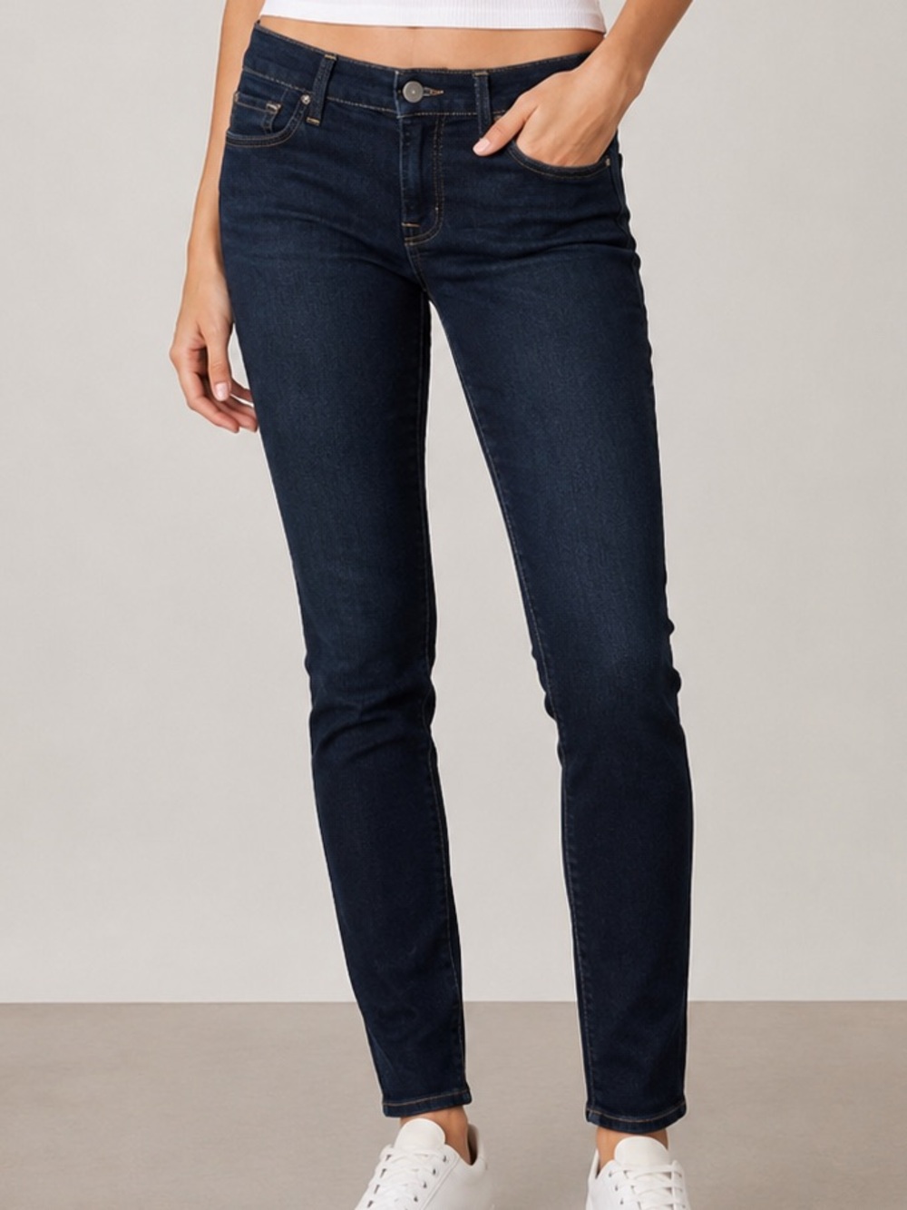 7 For All Mankind Roxanne Skinny Jeans Women’s 25 Mid Rise Stretch Blue Denim